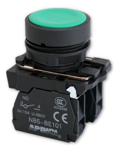 Botão De Comando Pulsador Verde 22mm