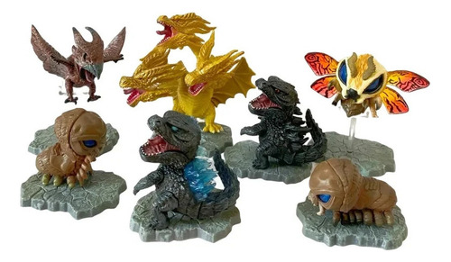 7 Figuras De Godzilla Rodan Ghidorah, Dinossauro Gojira,