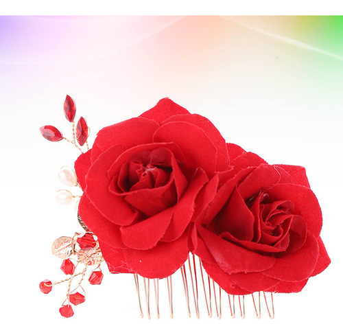 Peineta De Tela Para Novia Con Clip De Rosas Y Flores, Adorn