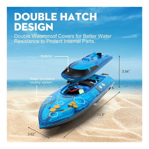 Zyerch Rc Boat Barco De Control Remoto Con Luz Led Para Y Rc