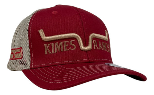 Gorra Vaquera Kimes Ranch Trucker Malla Rojo/beige Gabardina Unitalla Ajustable