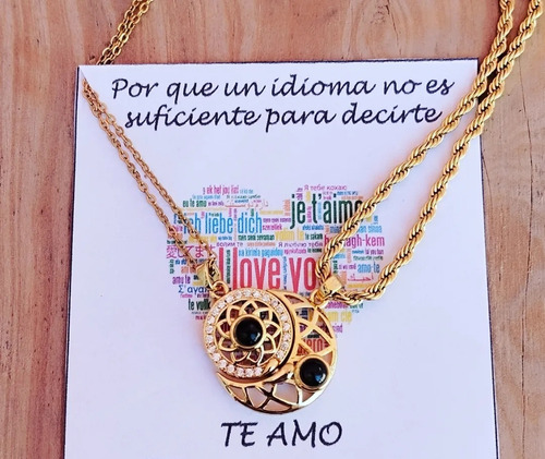 Collares Sol Y Luna Te Amo En Cien Idiomas Imantados 