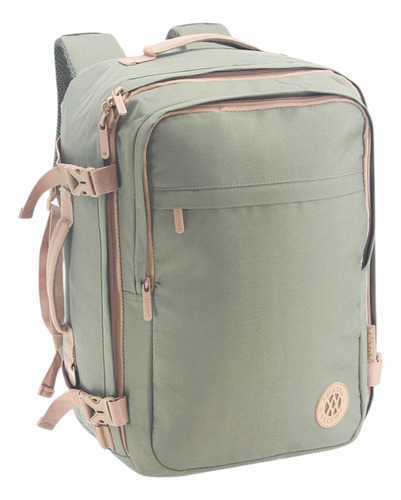 Mochila Viajera Carry On Reforzada Impermeable Reforzada Verde Musgo Liso