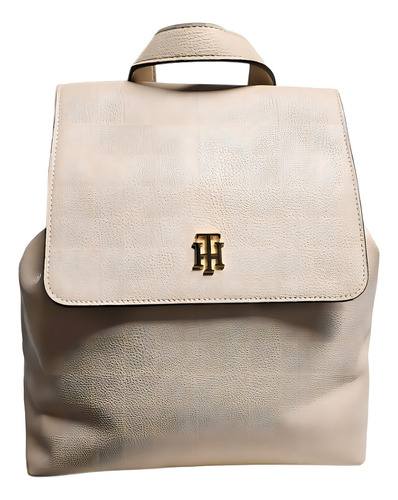Mochila Backpack Tommy Hilfiger Mujer 69j8539 Color Beige Diseño De La Tela Lisa