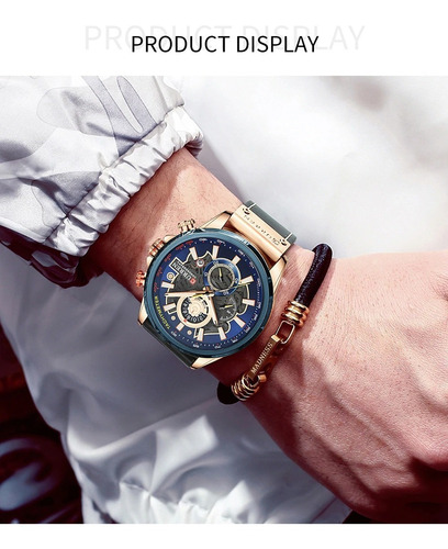 Relógio Masculino Curren Pulseira Couro Cronógrafo Quartzo