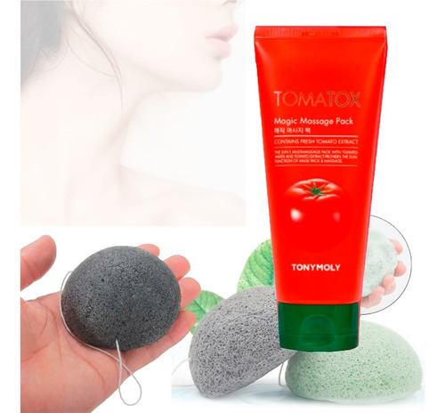 Imagen 1 de 9 de Tomatox Tony Moly Crema Aclaradora + Esponja Facial Konjac