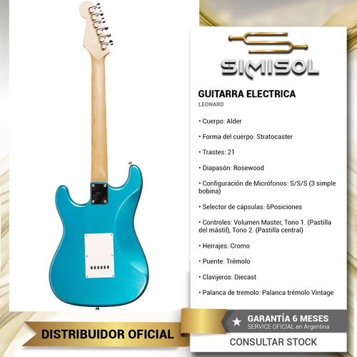 Imagen 3 de 5 de Guitarra Electrica Stratocaster Leonard Le362 Palanca Cuota