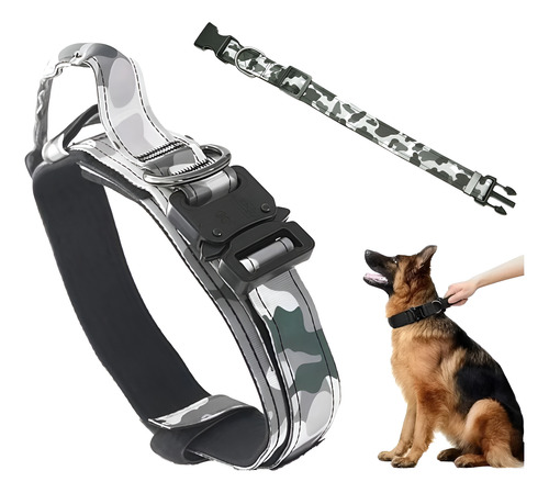 Collar Táctico Para Perro Ajustable Con Hebilla De Metal