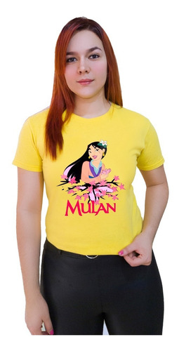 Polera Dama Estampada 100%algodon Diseño Mulan 299