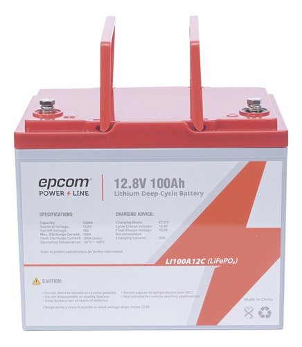 Bateria De Litio 12.8v 100ah Lifepo4 Ciclo Profundo / Epcom-