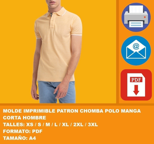 Molde Imprimible Patron Chomba Polo Manga Corta Hombre 2x1
