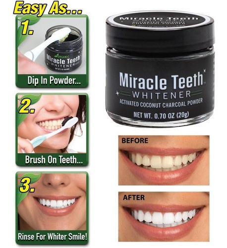 Imagen 3 de 5 de Blanqueador Dental Natural Polvo Carbón Dientes Blancos