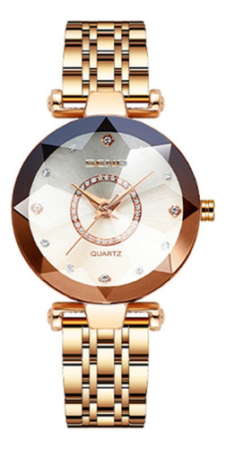 Reloj Impermeable Poligonal Con Esfera Diamante Para Mujer_a