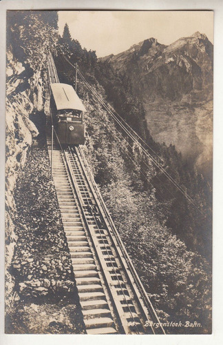 Antigua Postal Tren De Montaña Suiza Burgenstockbahn Vintage