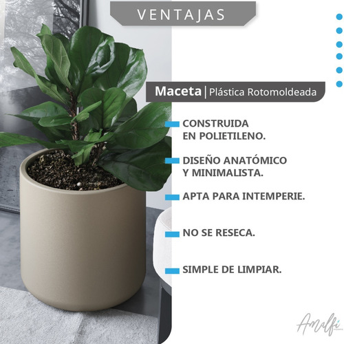 Maceta Plástica Grande Rotomoldeada Gota N 40 Moderna Amalfi
