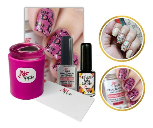 Imagem 3 de 8 de Kit Placas Carimbos Unhas Marcas Famosas Apipila A28
