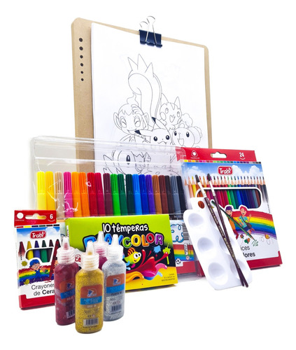 Kit Arte Niños Set Infantil+ Dibu. Para Pintar Pokemon