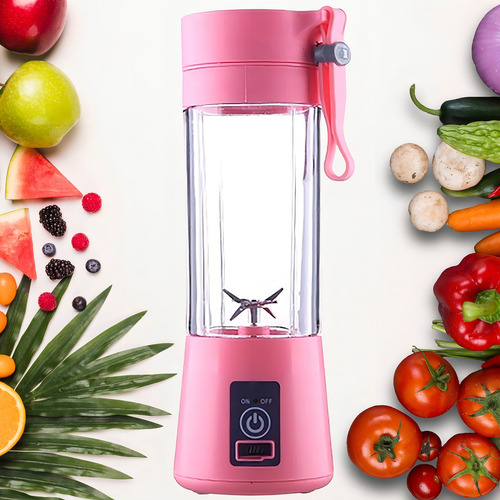 Mini Liquidificador Portátil Recarregável Usb Mixer Academia Cor Rosa