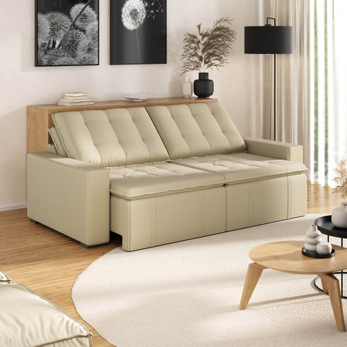 Sofá Cama Retrátil Palmeira 4 Lugares 240cm Em Veludo