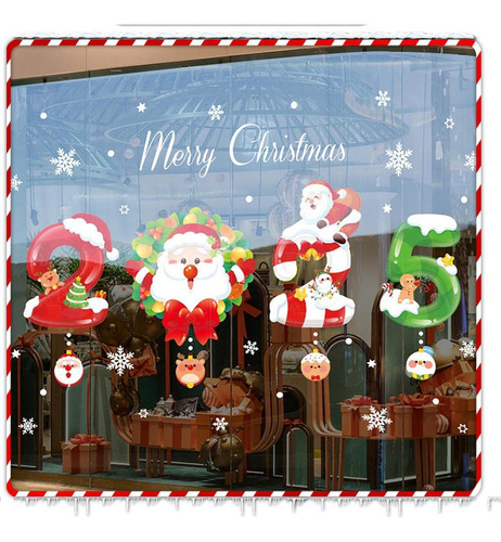 Navideño Para Ventana De Papá Noel, Calcomanía B