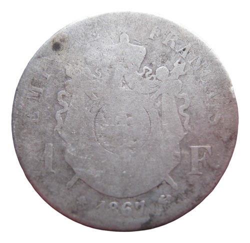 Francia 1 Franco 1867 Plata Satírica De La Batalla Del Sedan (Usado)