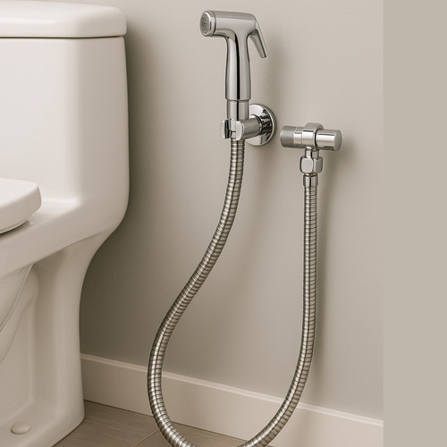 Ducha Higiênica Em Abs 1/4 Volta Cromada Para Banheiro