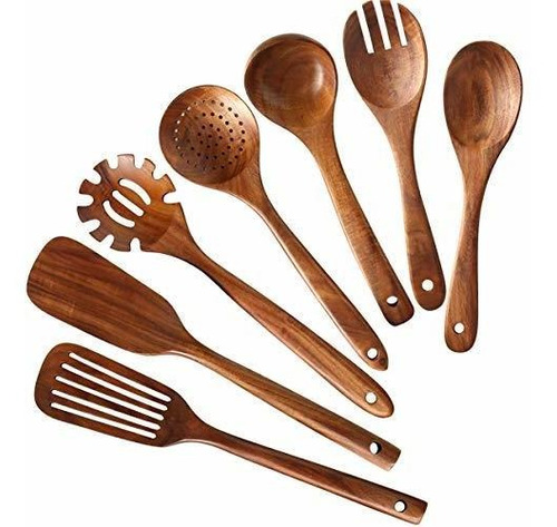 03 postres y cenas juego de cubiertos de utensilios de madera de cocina con asas largas para servir ensaladas Juego de cuchara y tenedor de madera 