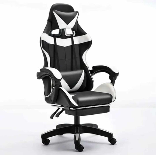 Silla Gamer Pro Ergonomica Reclinable Posapies & Cojin 