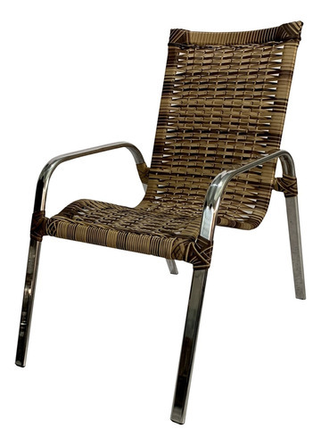 01 Cadeira De Areá Fortaleza- Alumínio E Fibra Sintética/junco/resistente/jardim Cappuccino