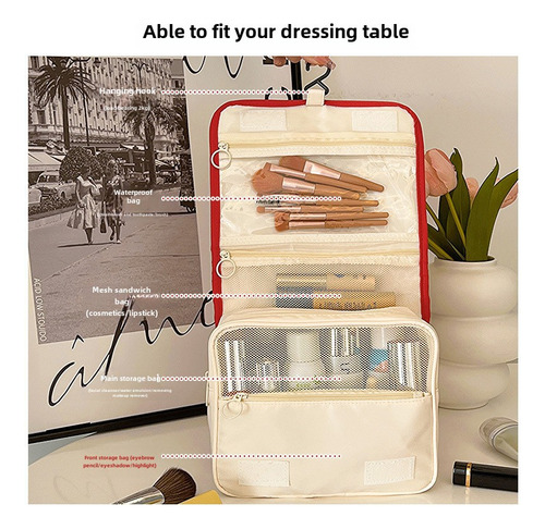 Elegante Bolsa De Maquillaje De Viaje Impermeable Con Gancho