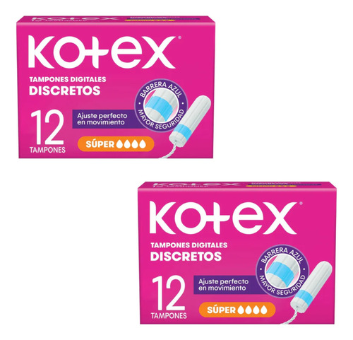 Tampones Digitales Kotex Flujo Super X 2 Pqt Sin Aplicador