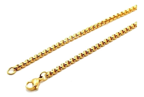 Cadena Acero Dorado Eslabón Cuadrado 60cm Premium 2mm Collar