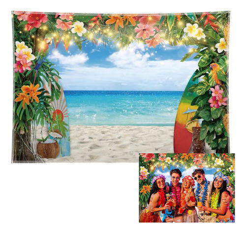 Fondo Tela Hawaiana 7 5 Pie Para Playa Hello Summer Palm