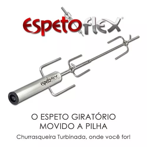 Espetoflex Espeto Giratório Em Aço Inox Movido A Pilha 65 Cm