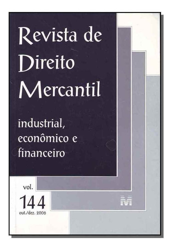 Revista De Direito Mercantil Ed. 144, De A Malheiros. Editora Malheiros Editores Em Português