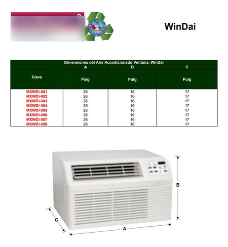 Aire Ventana Para Despacho, Mxwdi-006, 9000btu,0.75ton, R410