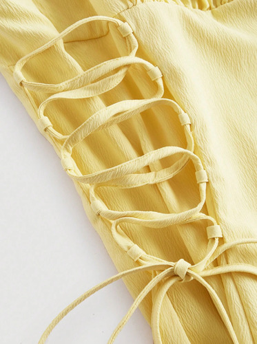 Vestido De Tirantes Unicolor Pecho Con Fruncido Con Cordón L