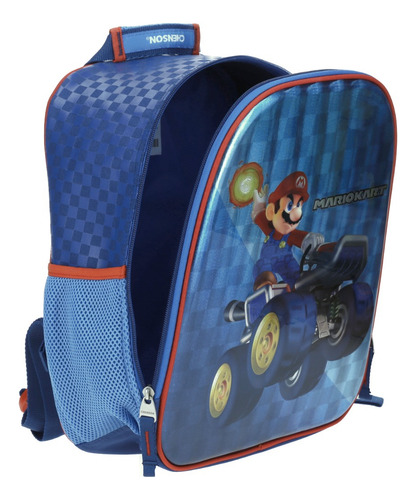 Mochila Chica Preescolar Kinder Chenson Mario Bros Kart Mb65724-9 Coleccion Markt Color Azul