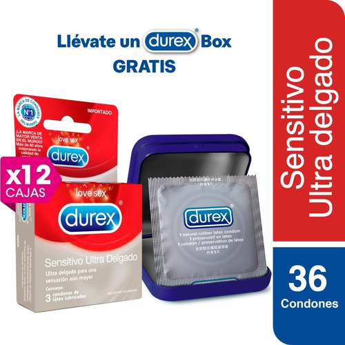  Durex® - 12 Pack De Condones Sensitivo Ultra Delgado