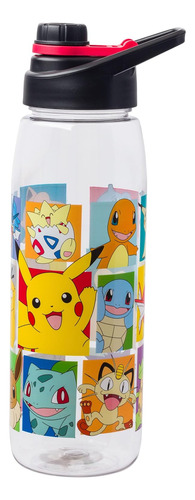 Pokemon Grid - Botella De Agua Con Bloques De Color Con Tapa