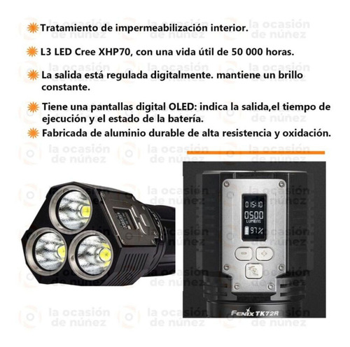 Imagen 4 de 10 de Linterna Led Fenix Tk72r 9000 Lumens La Mas Potente 286 Mts