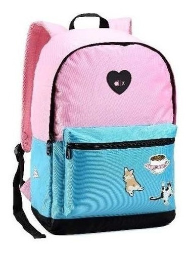 Imagem 1 de 1 de Mochila Denlex Juvenil Universitário Stickers Cão Gato Ship