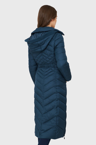Imagen 4 de 6 de Parka Larga Acolchada Azul Petróleo Nicopoly