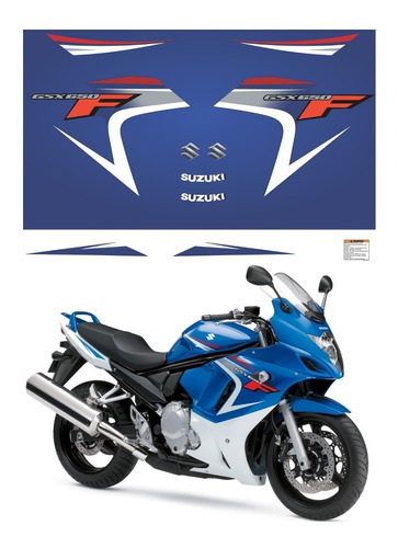 Kit Adesivo Faixa Emblema Suzuki Gsx 650f 2008 Azul