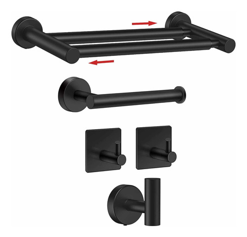 Imagen 1 de 3 de Accesorios De Baño Acero Inoxidable Satinado Y Negro Mate