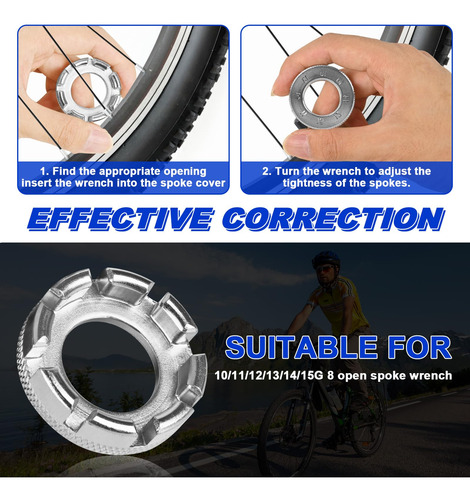 Llave De Radios 6 En 1 Para Bicicleta Ajuste Y Reparación Tono Plata