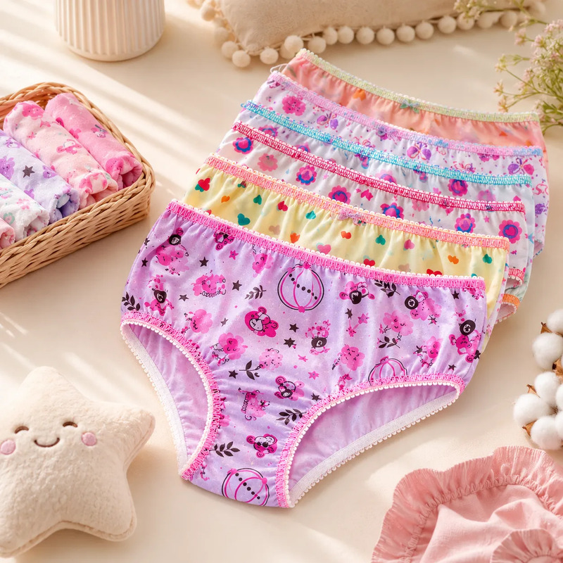 Kit 10 Calcinhas Infantil Feminina Algodão Estampada