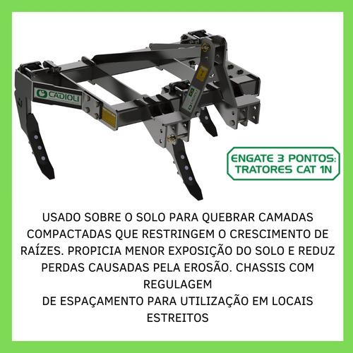 Arado Subsolador Cat 1n Com 03 Hastes Cadioli