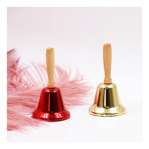 2 Pcs Campanas A Mano Bellas De Mano Fuerte Señal De Metal Y
