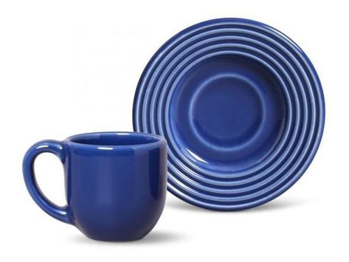 Conjunto C/ 6 Xícaras De Café C/ Pires Argos Azul Navy 72 Ml